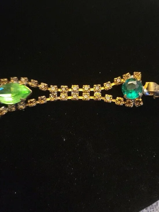 Husar.D Czech Glass Bracelet Victorian Style Large Teardrop Matquise Square - Picture 10 of 10